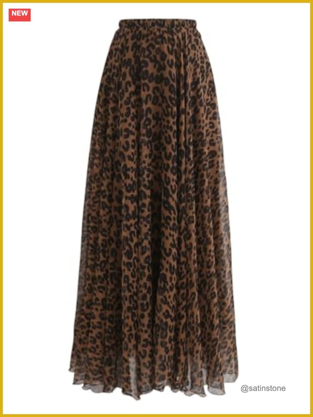 Leopard Print Mesh Layered High Waist Pleated Skirt